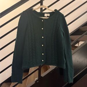 Joie Dark Green Button-Up Cardigan